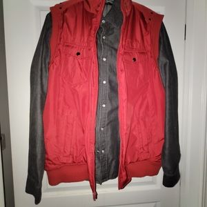 Red Casual Vest & Charcol Denim Button-down shirt!!